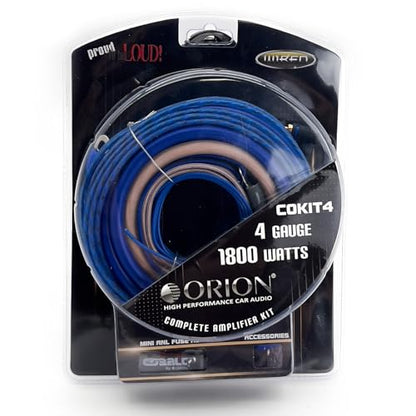 ORION Cobalt COKIT4 4-Gauge CCA Amp Wiring Kit, 100% American Wire Gauge (AWG) Standard, High Current Amplifier Install Kit with Fuse Holder, RCA Cable & Speaker Wire for Car Audio Systems - size: 4-Gauge