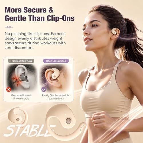 Xmenha Over The Ear Earbuds Open Ear Headphones Over The Ear Headphones | Over Ear Earbuds Air Bone Conduction Earbuds Earphones Air Bone Conducting Conduction Headphones Bluetooth - color: Nude, style: Normal