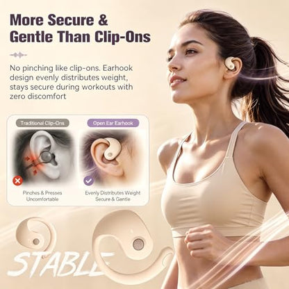 Xmenha Over The Ear Earbuds Open Ear Headphones Over The Ear Headphones | Over Ear Earbuds Air Bone Conduction Earbuds Earphones Air Bone Conducting Conduction Headphones Bluetooth - color: Nude, style: Normal