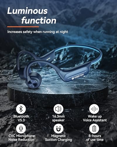 Voistek Bone Conduction Headphones with 32GB MP3 Player, IP68 Waterproof | Open-ear waterproof bone conduction headphones with 32GB MP3 player for running, cycling, swimming and phone-free workouts