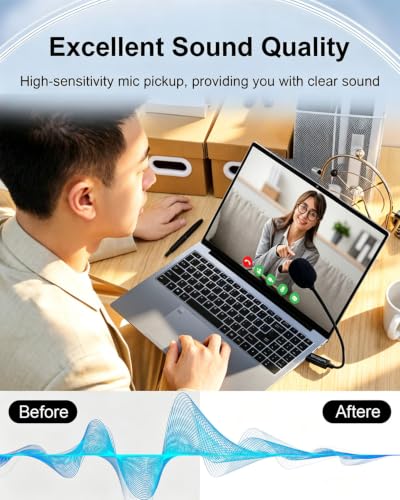 Mini USB Microphone for Computer, USB-A Interface with Gooseneck Compatible with PC and Mac for Meeting Call Voice, Plug & Play (Black)