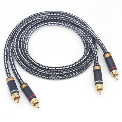 2 RCA to 2 RCA Audio Cable Silvered-Plated OFC Core 24K Gold-Plated Pure Copper Shell Braided for Home Theater HDTV Amplifiers Hi-Fi Systems Speakers and More (2.5FT/0.75m) - size: 2.5 ft