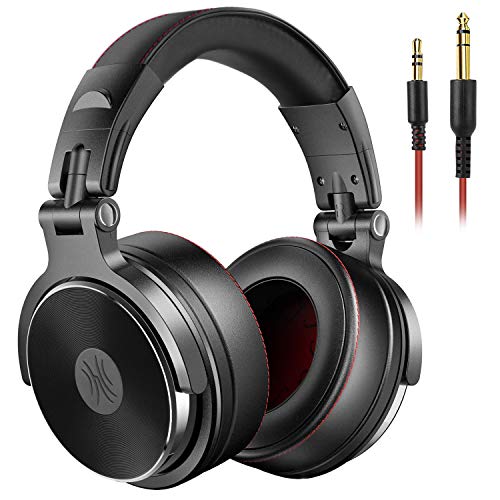 OneOdio Hi-Res Over Ear Headphones for Studio Monitoring and Mixing, Sound Isolation, Protein Leather Earcups, 50mm Driver Unit, Wired Headphones for AMP Guitar Keyboard (Pro-50 Black) - color: Black