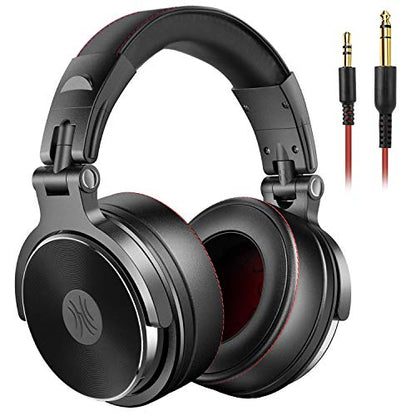 OneOdio Hi-Res Over Ear Headphones for Studio Monitoring and Mixing, Sound Isolation, Protein Leather Earcups, 50mm Driver Unit, Wired Headphones for AMP Guitar Keyboard (Pro-50 Black) - color: Black