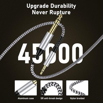 3.5mm to 6.35mm Audio Cable,6.6FT 1/8 Male to 1/4 Male Stereo Cable 3.5mm to 1/4 Adapter TRS Cable Aux Cord Bidirectional Stereo Aux Cable Jack for iPhone,Guitar,Speaker,Home Theater,Amplifiers,Piano