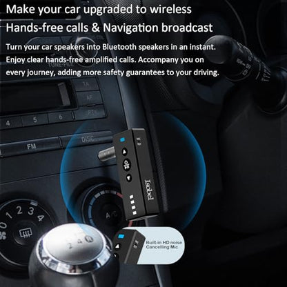 Isobel Bluetooth 5.4 Transmitter Receiver, 3 in 1 Portable Wireless Bluetooth Audio Adapter to Any 3.5mm AUX Jack for TV PC Car Airplanes Boats Home Stereo Gym with Micphone, TF Card Fast Playback MP3 - color: Grey