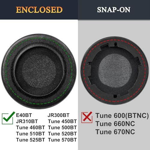SOULWIT Earpads Replacement for JBL Tune 450BT/Tune 460BT/Tune 500BT/Tune 510BT/Tune 520BT/Tune 530BT/JR 300BT/JR 310BT/E40BT/Junior 320BT, Ear Pads Cushions with Soft Protein Leather - Burgundy - color: Burgundy