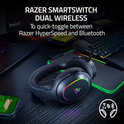 Razer Barracuda X Chroma Wireless Gaming Headset, 2.4 Ghz, Black | Bluetooth, Lightweight, Chroma RGB, 40mm Drivers, Cardioid Mic, 70 Hr Battery, for PC, Mac, PS5, Switch 2, Smartphone - color: Black