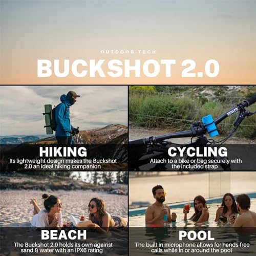 Outdoor Tech - Buckshot 2.0 Bluetooth Speaker, Red - Portable Speaker, Rugged Waterproof Wireless - Perfect for Biking, Boats, Camping, Hiking, Pool, Beach, Golf Cart - color: Red