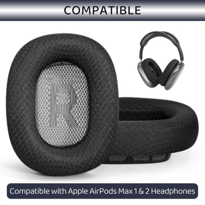 GEVO Upgraded Ear Cushions Replacement Earpads for AirPods Max 1 & 2 Headphones, Cooling Gel Ear Pads Ear Covers Cups with Memory Foam and Magnet for AirPods Max 1 & 2 (Cooling Black) - color: Cooling Black