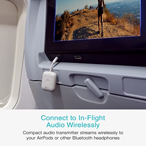 MEE audio Connect Air (2 PACK) in-Flight Bluetooth Wireless Audio Transmitter Adapter for up to 2 AirPods/Other Headphones; Works with All 3.5mm Aux Jacks on Airplanes, Gym, TVs, & Gaming, Black&White - color: 2PK Black+White, style: Connect Air