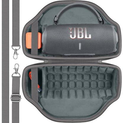 co2CREA Case for JBL Charge 6 Portable Bluetooth Speaker, Gray | High-Density Foam Padding, Reinforced Handle, Detachable Shoulder Strap, Compact Lightweight Design, Dust Protection - color: Gray Case