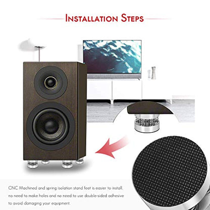 Nobsound 4PCS Silver Aluminum Spring Speakers Spikes Isolation Stand for HiFi Amplifier/Speaker/Turntable/Player