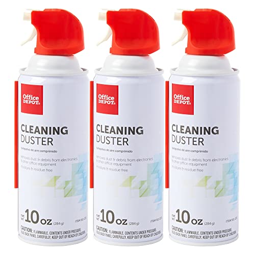 Office Depot Cleaning Duster, 10 Oz Compressed Canned Air for Electronics, Keyboard Cleaner for Computer, Laptop, PC, Printer, Office Equipment, Moisture-Free, Pack of 3 - size: 3