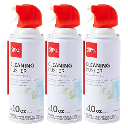 Office Depot Cleaning Duster, 10 Oz Compressed Canned Air for Electronics, Keyboard Cleaner for Computer, Laptop, PC, Printer, Office Equipment, Moisture-Free, Pack of 3 - size: 3