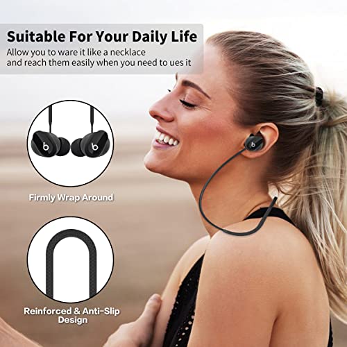 Anti-Lost Strap for Beats Studio Buds, Sports Anti-Slip Soft Silicone Lanyard Accessories Compatible with Beats Studio Buds Bluetooth Headphones Neck Rope Cord (Black)
