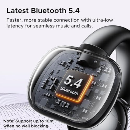 UGREEN HiTune S3 Open Ear Earbuds, Bluetooth 5.4, Clip on Earbuds, Black | Lightweight, Comfort, Wireless Headphones ENC Clear Calls, 30H Playtime, IPX5 Waterproof, for Driving Running Workout Cycling - color: Black