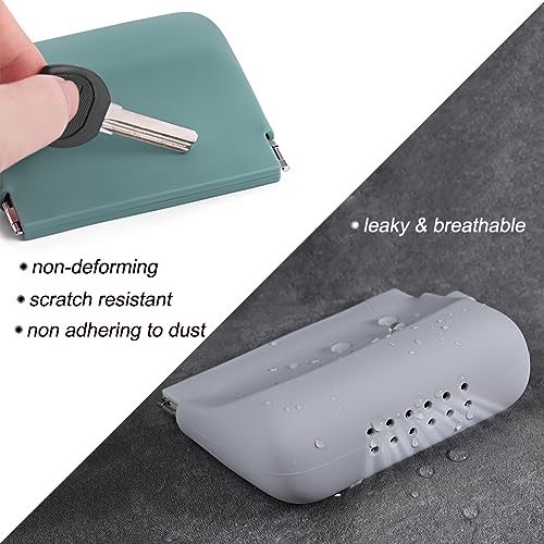 Freewindo Silicone Headphone Organizer Wired Earbud Case Pouch, Portable Data Cable Organizer Case, Silicone Coin Purse Pouch Change Holder for Women and Men (Small, Green+Gray)
