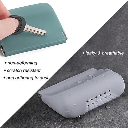Freewindo Silicone Headphone Organizer Wired Earbud Case Pouch, Portable Data Cable Organizer Case, Silicone Coin Purse Pouch Change Holder for Women and Men (Small, Green+Gray)