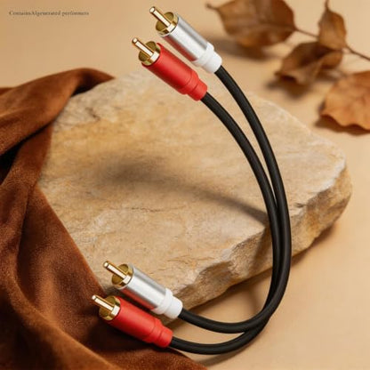2-Pack 1FT Short 2RCA to 2RCA Stereo Audio Cable | DuMale to Male Interconnect for Home Theater, Speakers Receivers