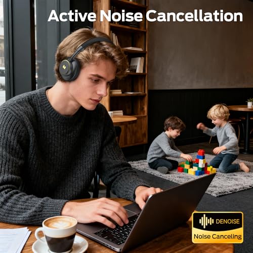 Monster N-Tune mini 02 Noise Cancelling Headphone, Over Ear Headphones Wireless Foldable Design, 50H Playtime Wireless Headphones, Bluetooth 6.0, Adjustable and Comfortable for Travel, Black