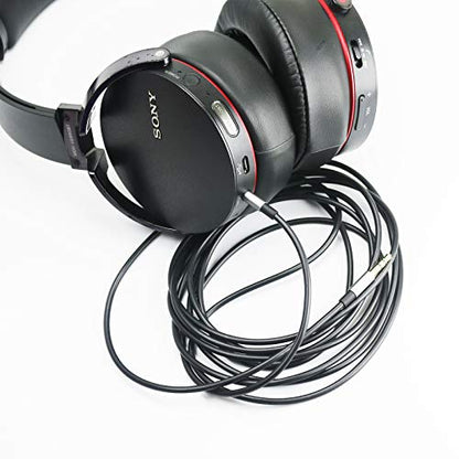 Replacement Cable Compatible with Sony MDR-XB950BT, MDR-10R, MDR-10RC, MDR-10RBT, MDR-NC50, MDR-NC200D Headphones Black 4.5ft/150cm