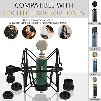 GEEKRIA for Creators Microphone Shock Mount Compatible with Blue Ember, Bluebird SL, Spark SL, Baby Bottle SL & Kiwi, Anti-Vibration for Podcast, Streaming, Studio Recording (Black)