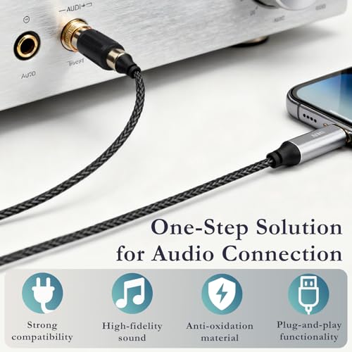 RCA to 1/4" Audio Adapter (6-Pack) – 6.35mm Mono Male Plug to RCA Female Connector, Gold-Plated Audio Jack for Speakers, Amps, Instruments & Home Theater
