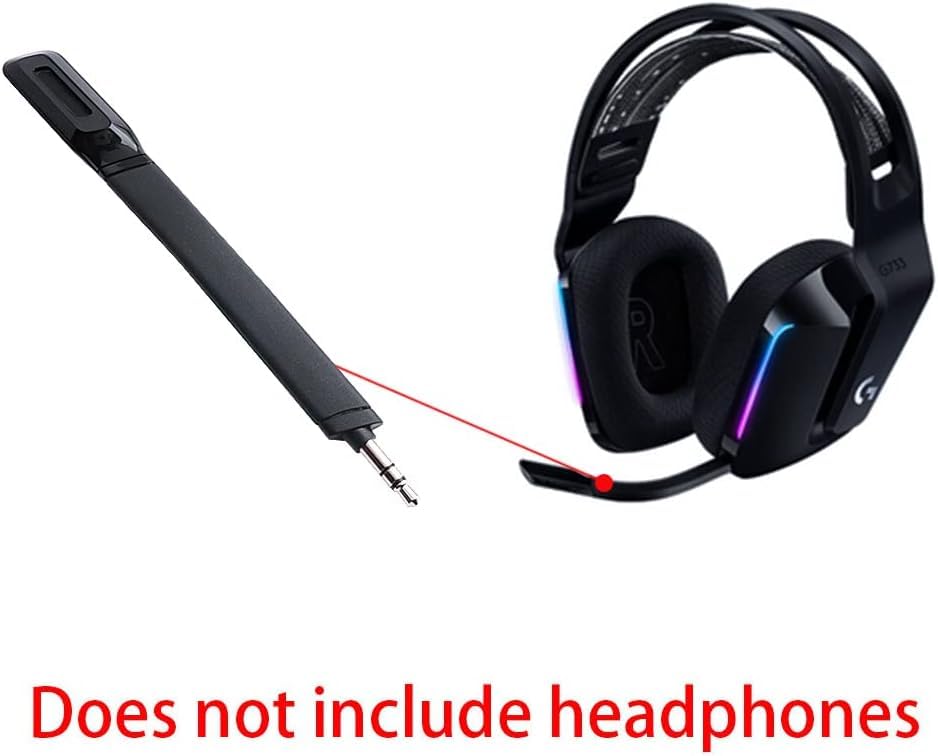 G733 Mic Replacement for Logitech G733 Lightspeed Wireless Gaming Headset, 3.5mm Detachable Noise Cancelling Microphone for PC, Xbox One, PS4, PS5
