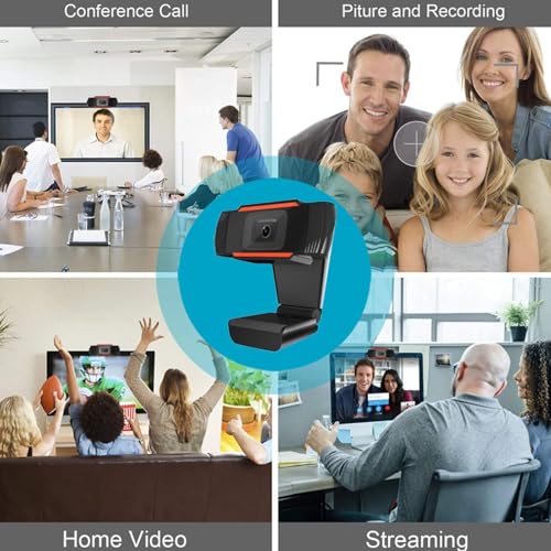 480P HD Webcam for PC with Microphone, Web Camera for Desktop/Laptop/Monitor/Mac, Autofocus USB Computer Camera for Zoom/Skype/Teams/Video Calling/Meeting/Streaming