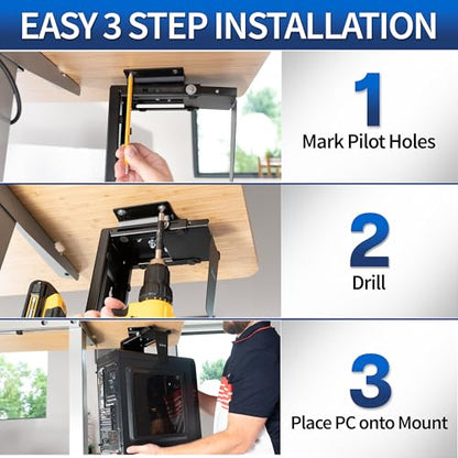 VIVO Black Large Under Desk and Wall Office PC Mount, MOUNT-PC01L - size: Full Towers