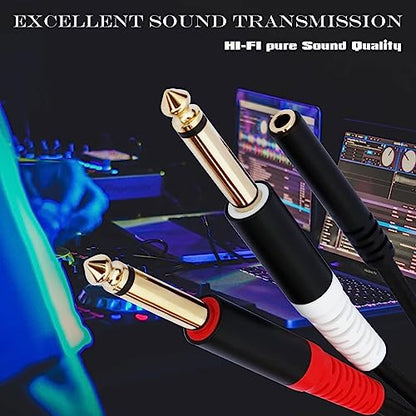 3.5mm to 1/4 Adapter Cable, 3.5mm TRS Female to Dual 1/4 inch TS Male Y Splitter Cable Adapter, Mini Jack Stereo to 2 Quarter inch Mono Insert Cable - 1 ft - style: 3.5mm TRS Female to Dual 6.35mm TS