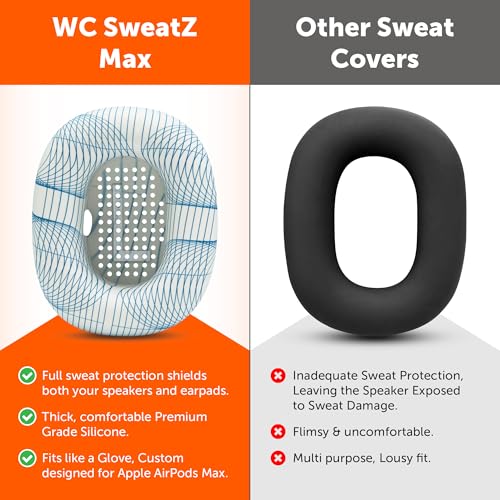 WC SweatZ Max - Patented Silicone Sweat Covers for AirPods Max 1 | Made by Wicked Cushions | (Does Not Fit AirPods Max 2). Sweatproof, Full Earpad Protection | Ivory Tide - color: Ivory Tide