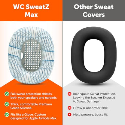 WC SweatZ Max - Patented Silicone Sweat Covers for AirPods Max 1 | Made by Wicked Cushions | (Does Not Fit AirPods Max 2). Sweatproof, Full Earpad Protection | Ivory Tide - color: Ivory Tide