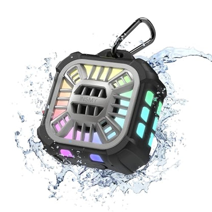 INSMY Shower Speaker IP67 Waterproof Bluetooth Speakers, Portable Small | Multi Sync 100+ Speakers, Big Volume Booming Bass, 24H Playtime,Floatable,RGB Lights for Outdoor Kayak Beach (Black) - color: Black