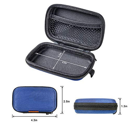 Blue Rectangle Small EVA Case, Lightweight Hard Shell Zipper Pouch | Mesh Inner Pocket, Universal Bag for Wired Bluetooth Headset, Charger, Durable Exterior, Portable - color: Blue