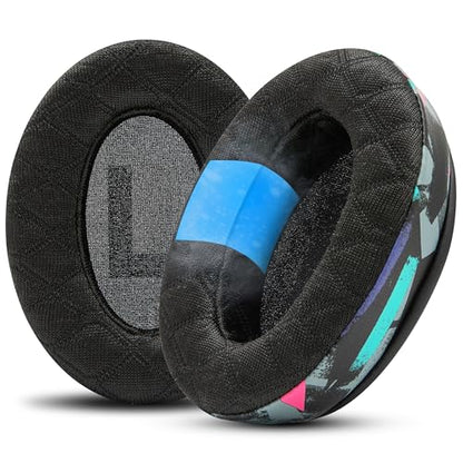 WC Freeze V2 Cloud - Angled Cooling Gel Earpads Compatible with HyperX Cloud Series by Wicked Cushions | Angled Pads for Extreme Comfort, New Freeze V2 Cooling Fabric, Extra Thick | 90's Black - color: 90's Black