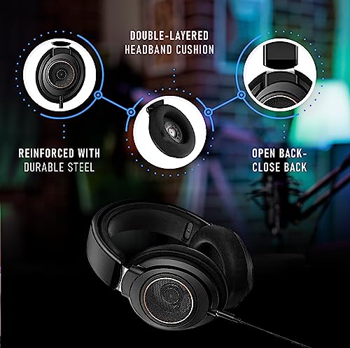 PHILIPS Over Ear Open Back Stereo Headphones Wired with Detachable Audio Jack, Studio Monitor Headphones for Recording Podcast DJ Music Piano Guitar (SHP9600) - style: Performance Audio | SHP9600