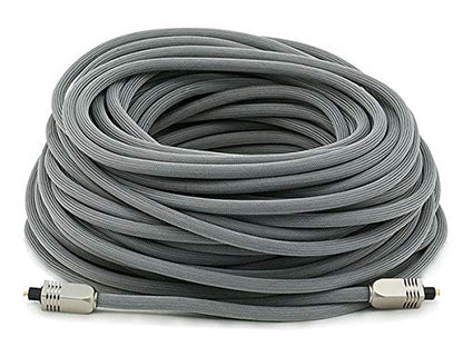 Monoprice Premium S/PDIF (Toslink) Digital Optical Audio Cable - Silver - 100ft | Heavy Duty Mesh Jacket, Metal Connector Heads, for Play Station, Xbox one, Home Theater & More Gray - size: 100ft