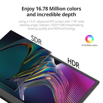 Anyuse 15.6" FHD IPS USB-C HDMI Portable Monitor | 15.6" FHD IPS ultra-slim zero-frame, kickstand, USB-C/HDMI, for PC/Mac/Phone/PS/Xbox/Switch, gaming. - size: 15.6"Portable