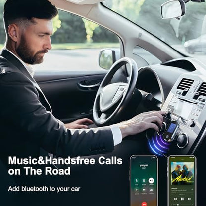 Airplane Bluetooth 5.3 Transmitter Receiver with LCD Display Low Latency | 3.5MM AUX Jack Adapter on Flight,TV,Car Stereo,Portable Wireless Adapter for Headphones,2-in-1 Wireless Bluetooth Adapter