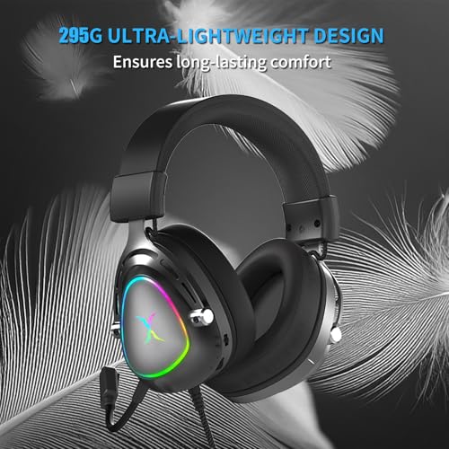 FOXXRAY HAU-50 Gaming Headset, 7.1 Surround Sound with Powerful 50mm Drivers, Detachable Microphone, Soft Earmuffs, Lightweight and Comfortable, USB Wired Headphones for PC, PS4, PS5