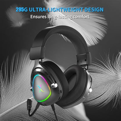 FOXXRAY HAU-50 Gaming Headset, 7.1 Surround Sound with Powerful 50mm Drivers, Detachable Microphone, Soft Earmuffs, Lightweight and Comfortable, USB Wired Headphones for PC, PS4, PS5