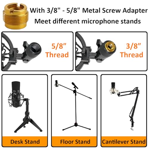48-53mm Microphone Shock Mount Anti Vibration Mic Suspension Mount - color: Black, size: For 48mm-53mm Diameter