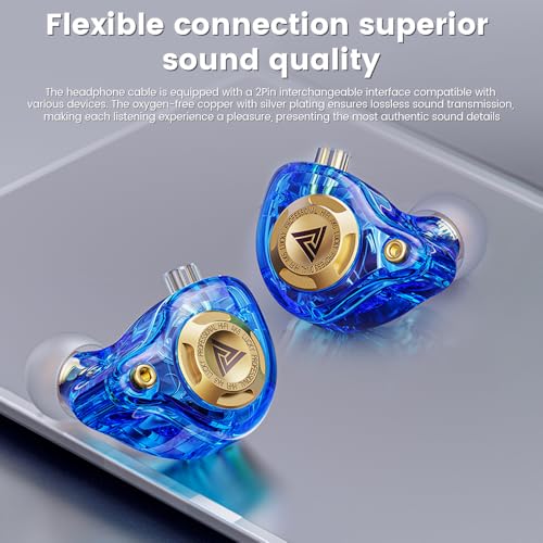 Qkz Ak6 Lucky in Ear Monitor, HiFi Wired Earbuds, Tunable Sound Wired Headphones Gaming Earbuds with 3-Level Adjusting Switch, Detachable Cable for Music Gaming Video Calling (Blue) - color: Blue