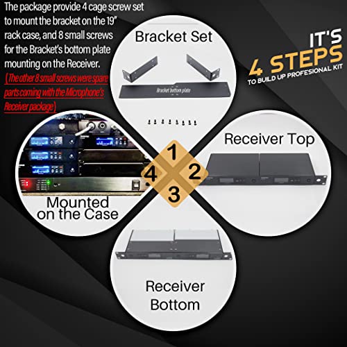 Rackmount Bracket for Shure QLXD4 Dual Receivers Wireless System | 2mm Cold-rolled Steel Mount Kit Fits Standard 19" Rack and Flight Case Distribution for Double (2) QLXD Installing