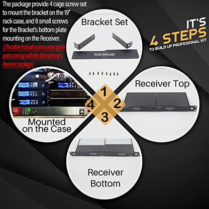 Rackmount Bracket for Shure QLXD4 Dual Receivers Wireless System | 2mm Cold-rolled Steel Mount Kit Fits Standard 19" Rack and Flight Case Distribution for Double (2) QLXD Installing