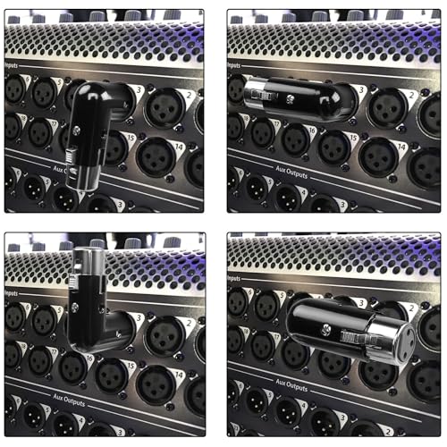 QIANRENON Adjustable 90 Right Angle XLR Audio Connector - 3Pin Male to Female, Extended Cabling for Tight Spaces