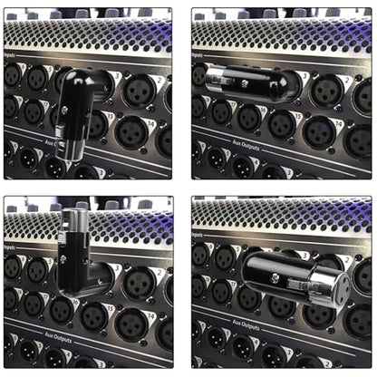 QIANRENON Adjustable 90 Right Angle XLR Audio Connector - 3Pin Male to Female, Extended Cabling for Tight Spaces