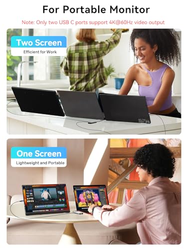 10Gbps USB C Hub with Dual 4K@60Hz USB-C Displayports for Laptop | 10-in-1 USB C Splitter, 2*USB-A & 2*USB-C 3.2, 1Gbps Ethernet, 100W PD, SD/TF, dual monitor adapter for MacBook,Samsung,Dell